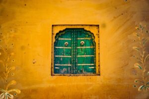 Yellow and green window and wall