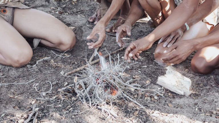 making fire with sticks